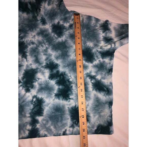 Athleta Cropped Hoodie Size 1X Plus Teal Blue Green Kangaroo Pocket Sporty Spice - Picture 5 of 8